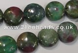 CRZ623 15.5 inches 14mm flat round New ruby zoisite gemstone beads