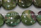 CRZ626 15.5 inches 20mm flat round New ruby zoisite gemstone beads