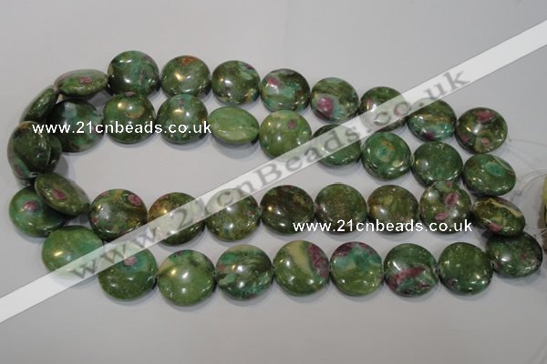 CRZ626 15.5 inches 20mm flat round New ruby zoisite gemstone beads