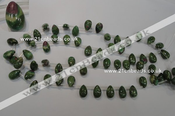 CRZ649 Top-drilled 9*14mm flat teardrop New ruby zoisite gemstone beads