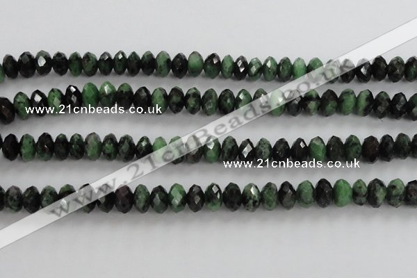 CRZ703 15 inches 6*10mm faceted rondelle ruby zoisite gemstone beads