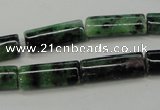 CRZ71 15.5 inches 8*20mm flat tube ruby zoisite gemstone beads