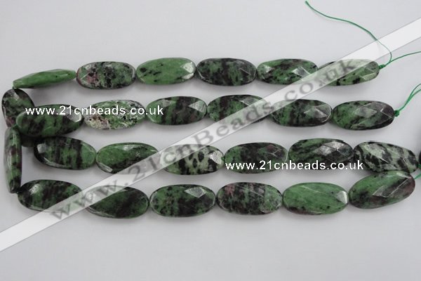 CRZ711 15 inches 15*30mm faceted oval ruby zoisite gemstone beads