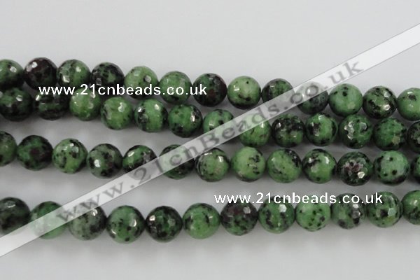 CRZ733 15.5 inches 12mm faceted round ruby zoisite gemstone beads