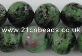 CRZ734 15.5 inches 14mm faceted round ruby zoisite gemstone beads