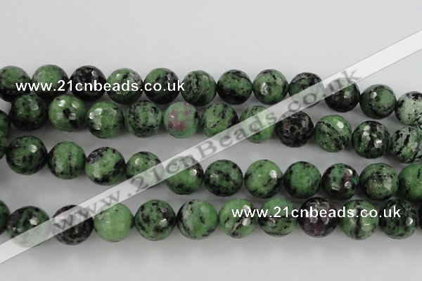 CRZ734 15.5 inches 14mm faceted round ruby zoisite gemstone beads