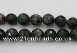 CRZ740 15.5 inches 9mm faceted round ruby zoisite gemstone beads