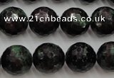 CRZ743 15.5 inches 15mm faceted round ruby zoisite gemstone beads