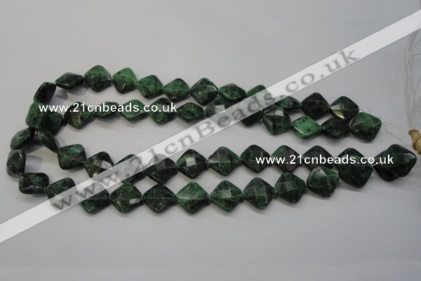 CRZ75 15.5 inches 14*14mm faceted diamond ruby zoisite gemstone beads