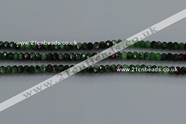 CRZ752 15.5 inches 3*5mm faceted rondelle ruby zoisite beads