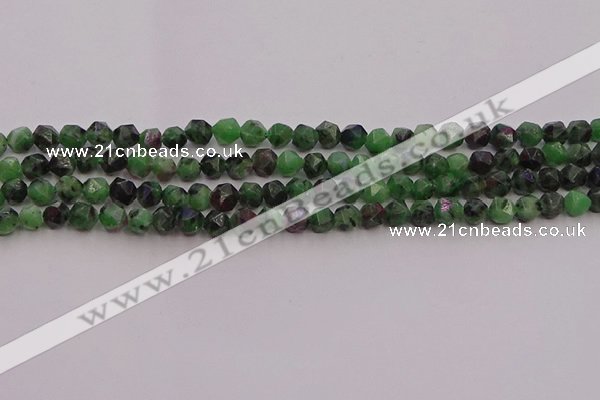 CRZ761 15.5 inches 6mm faceted nuggets ruby zoisite gemstone beads