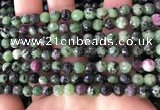 CRZ781 15.5 inches 6mm faceted round ruby zoisite beads wholesale