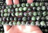 CRZ782 15.5 inches 8mm faceted round ruby zoisite beads wholesale