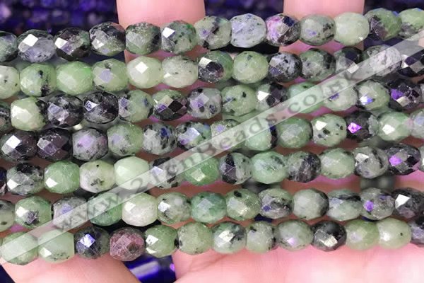 CRZ785 15.5 inches 6*6mm faceted drum ruby zoisite beads