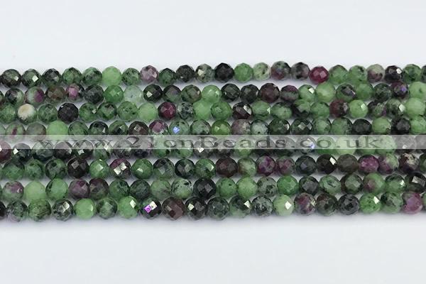 CRZ788 15 inches 5mm faceted round ruby zoisite beads