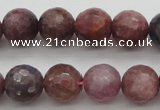 CRZ852 15.5 inches 8mm faceted round natural ruby gemstone beads