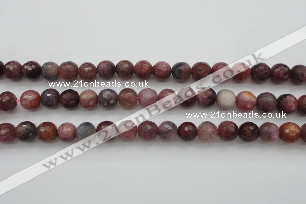 CRZ852 15.5 inches 8mm faceted round natural ruby gemstone beads