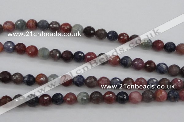 CRZ882 15.5 inches 8mm faceted round natural ruby sapphire beads