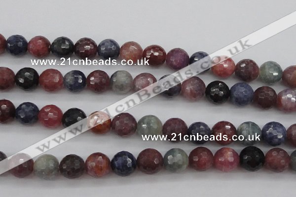 CRZ883 15.5 inches 10mm faceted round natural ruby sapphire beads