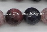 CRZ884 15.5 inches 12mm faceted round natural ruby sapphire beads