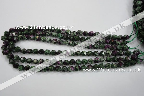 CRZ901 15.5 inches 6mm faceted nuggets Chinese ruby zoisite beads