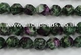 CRZ902 15.5 inches 8mm faceted nuggets Chinese ruby zoisite beads