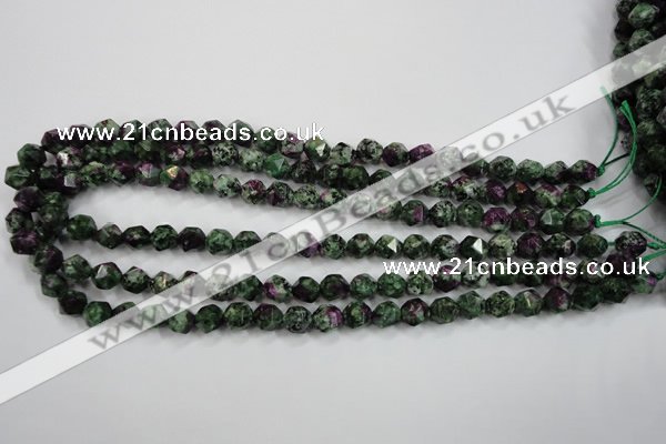 CRZ902 15.5 inches 8mm faceted nuggets Chinese ruby zoisite beads