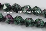 CRZ903 15.5 inches 10mm faceted nuggets Chinese ruby zoisite beads