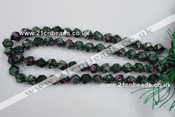 CRZ903 15.5 inches 10mm faceted nuggets Chinese ruby zoisite beads