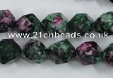 CRZ904 15.5 inches 12mm faceted nuggets Chinese ruby zoisite beads