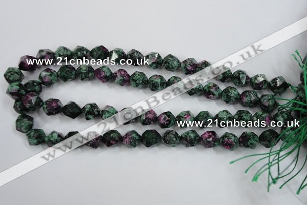 CRZ904 15.5 inches 12mm faceted nuggets Chinese ruby zoisite beads