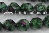 CRZ905 15.5 inches 14mm faceted nuggets Chinese ruby zoisite beads