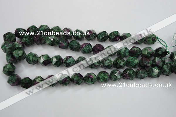 CRZ905 15.5 inches 14mm faceted nuggets Chinese ruby zoisite beads