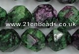 CRZ906 15.5 inches 16mm faceted nuggets Chinese ruby zoisite beads