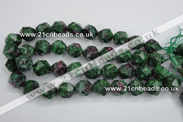 CRZ907 15.5 inches 18mm faceted nuggets Chinese ruby zoisite beads