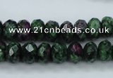 CRZ911 15.5 inches 6*10mm faceted rondelle Chinese ruby zoisite beads