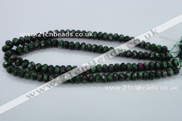 CRZ911 15.5 inches 6*10mm faceted rondelle Chinese ruby zoisite beads