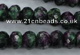 CRZ913 15.5 inches 10*14mm faceted rondelle Chinese ruby zoisite beads