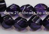 CSA11 15.5 inches 12*15mm twisted rice synthetic amethyst beads