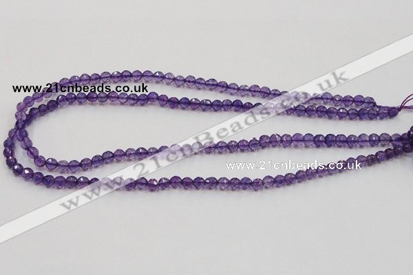 CSA12 15.5 inches 4mm faceted round synthetic amethyst beads