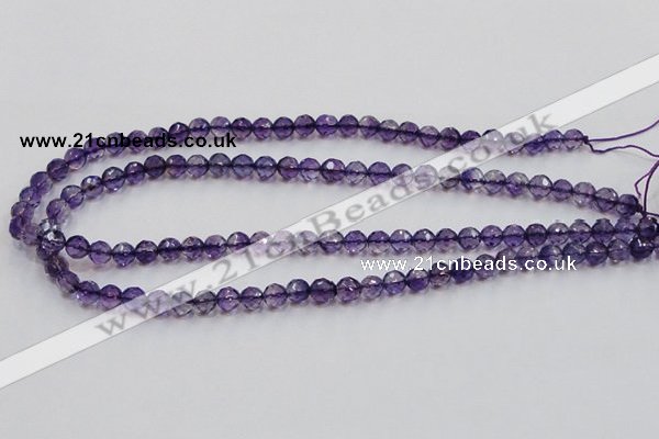 CSA15 15.5 inches 7mm faceted round synthetic amethyst beads