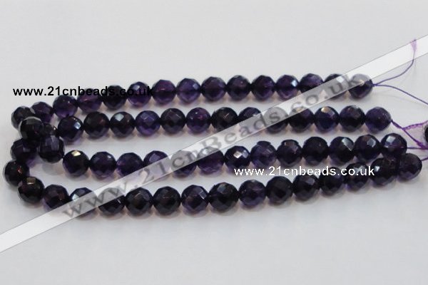 CSA18 15.5 inches 12mm faceted round synthetic amethyst beads