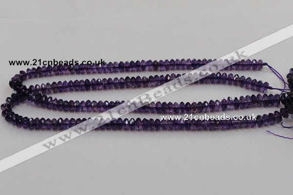 CSA19 15.5 inches 5*8mm faceted rondelle synthetic amethyst beads