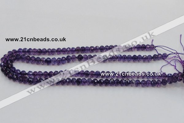 CSA20 15.5 inches 6*8mm faceted rondelle synthetic amethyst beads