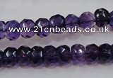 CSA21 15.5 inches 6*10mm faceted rondelle synthetic amethyst beads