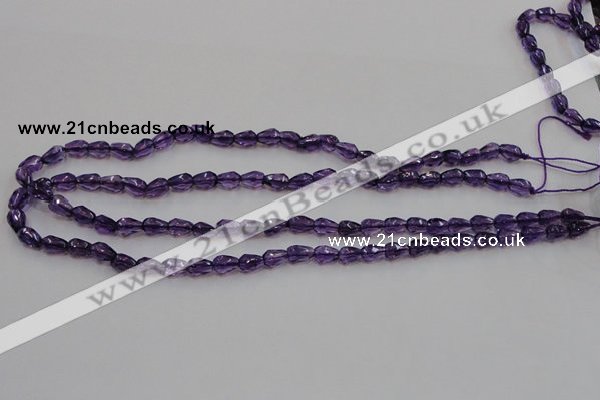 CSA24 15.5 inches 6*8mm faceted teardrop synthetic amethyst beads