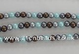 CSB1000 15.5 inches 4mm round mixed color shell pearl beads