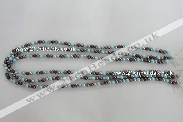 CSB1000 15.5 inches 4mm round mixed color shell pearl beads