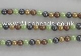 CSB1001 15.5 inches 4mm round mixed color shell pearl beads