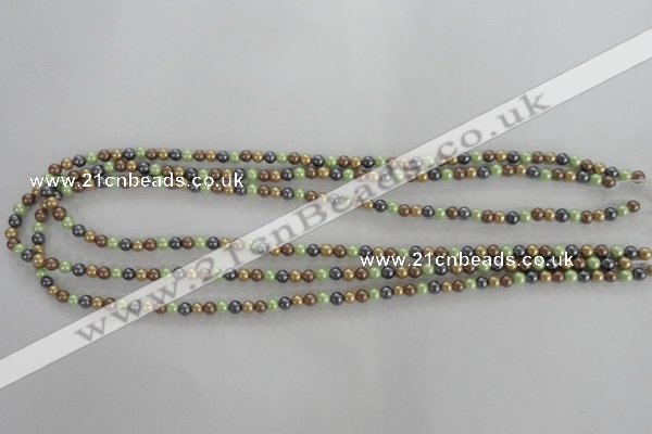 CSB1001 15.5 inches 4mm round mixed color shell pearl beads